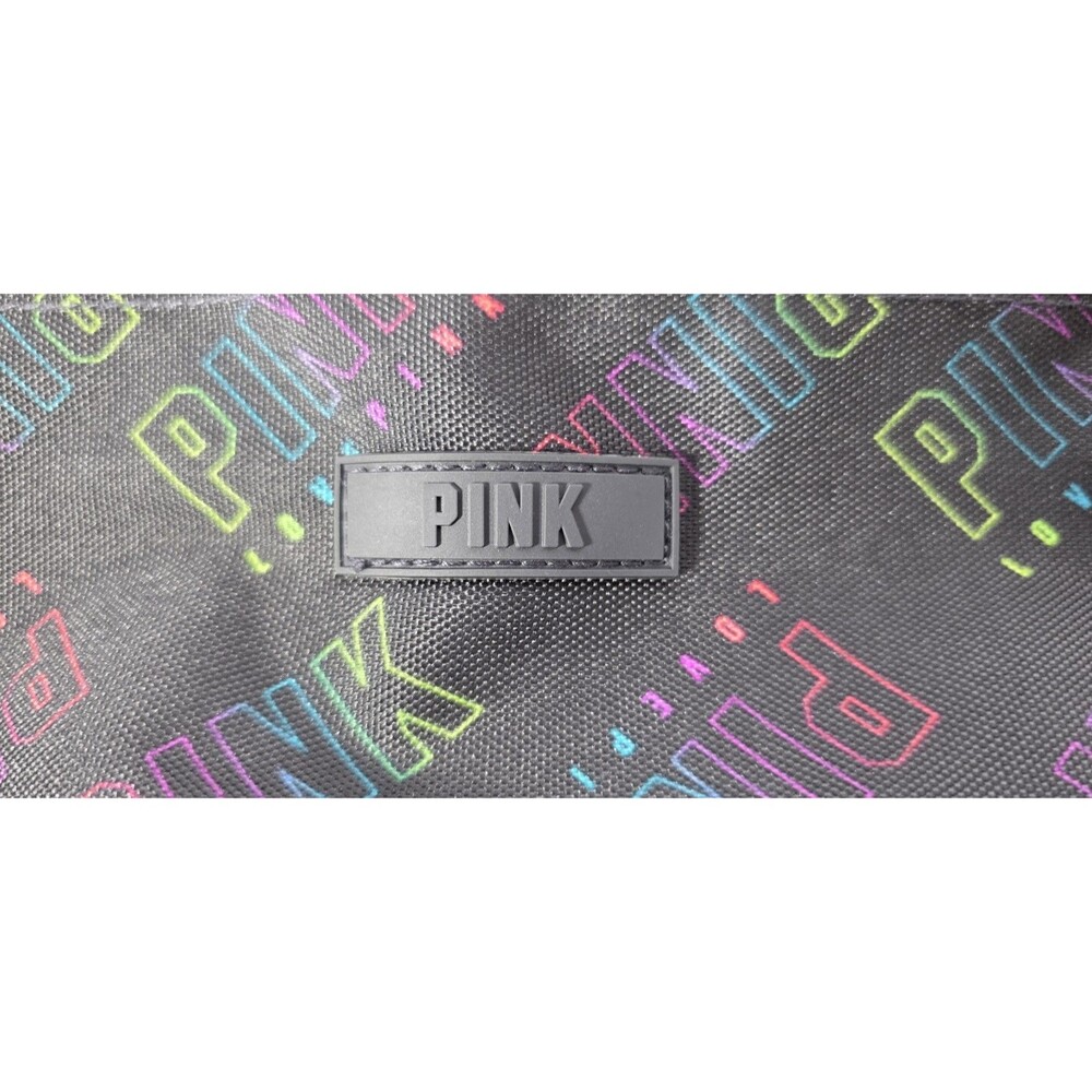 New Victoria Secret Pink Weekender Tote Bag Black Weekend Shoulder Bag. The...